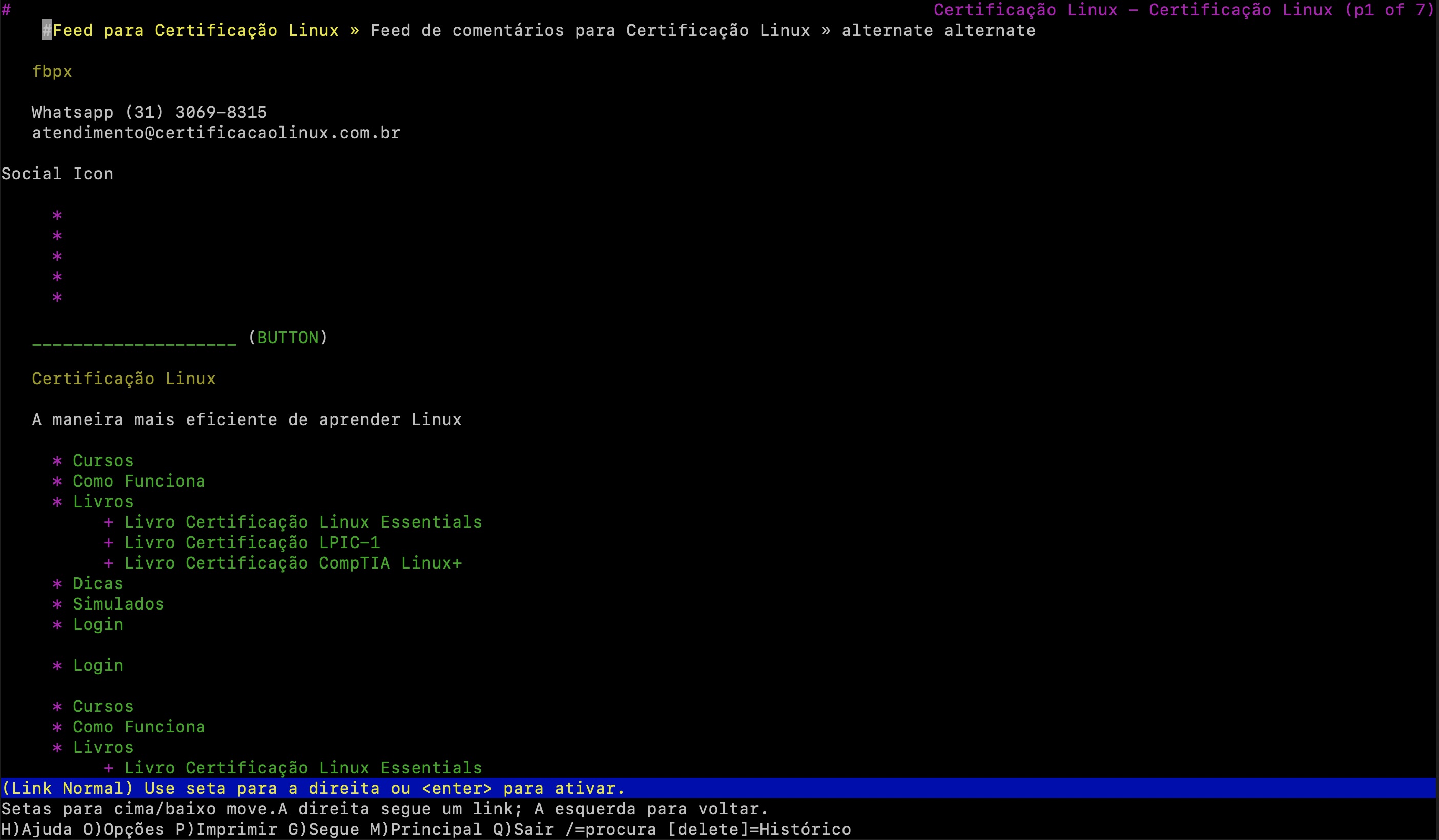 lynx_pt Comando lynx no Linux (navegador no terminal) [Guia Básico]